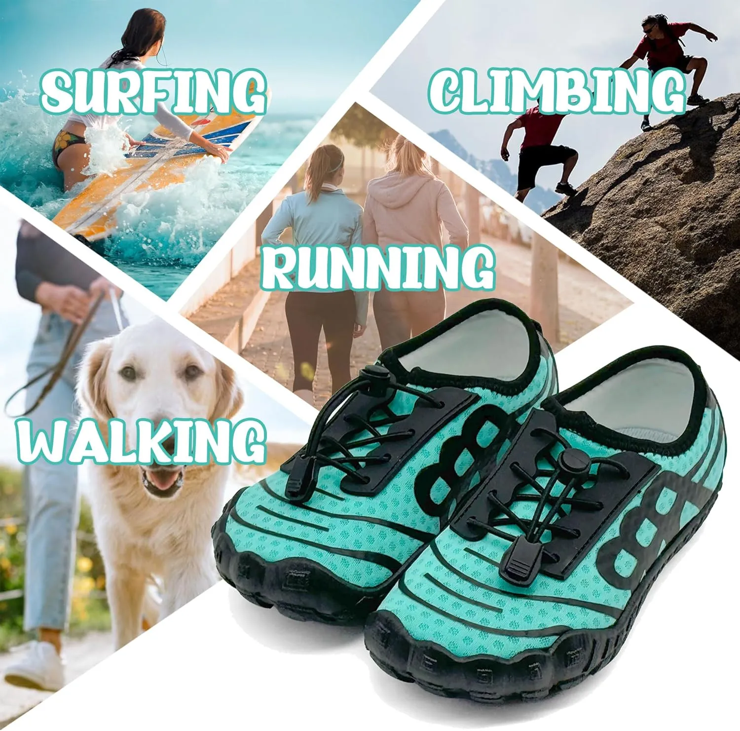 Hike Barefoot Shoes for Women Men Breathable Slip-on Barefoot Water Shoes with Wide Toe Box Non-Slip Athletic Footwear for Hiking Walking Pool Beach Swim Aqua Sport
