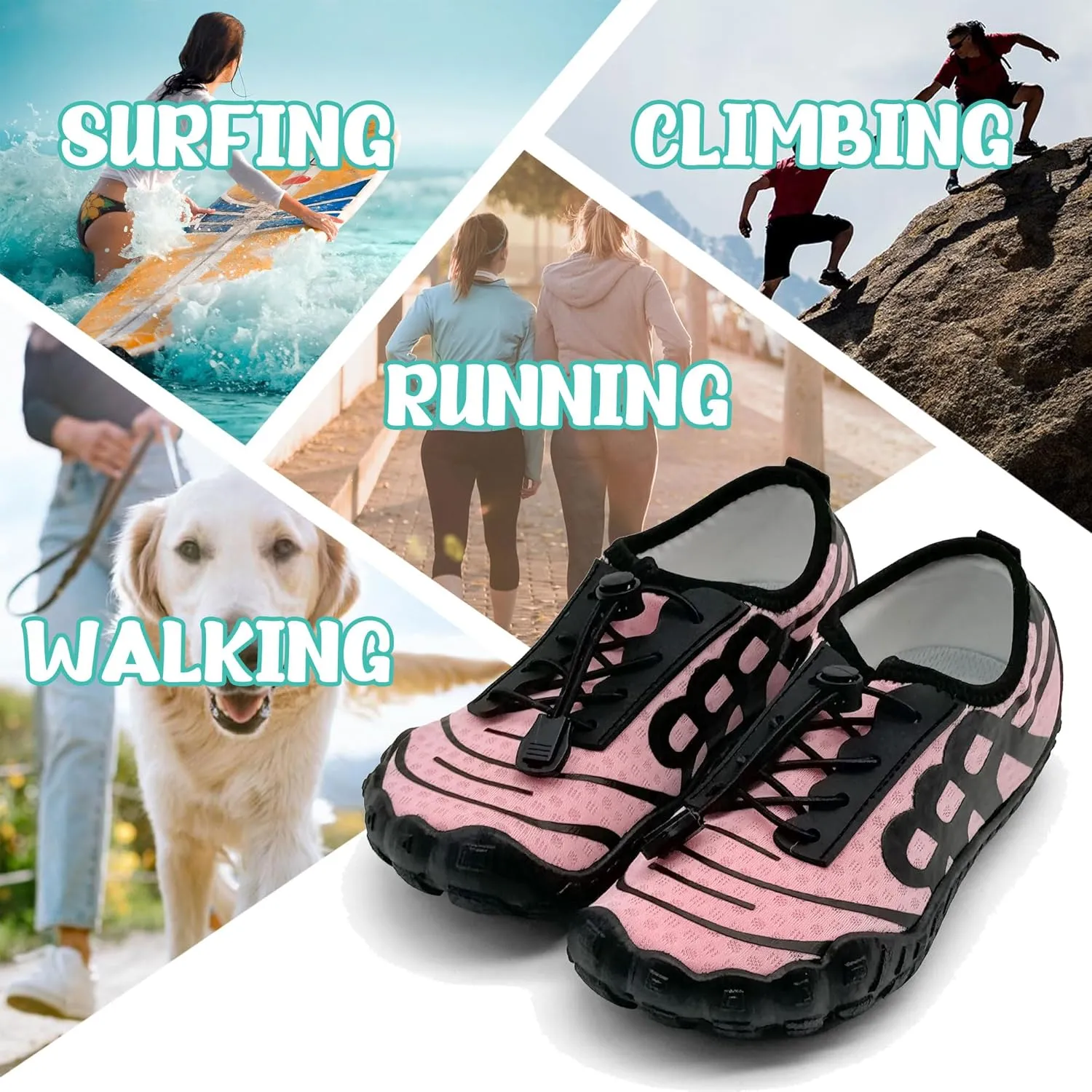 Hike Barefoot Shoes for Women Men Breathable Slip-on Barefoot Water Shoes with Wide Toe Box Non-Slip Athletic Footwear for Hiking Walking Pool Beach Swim Aqua Sport