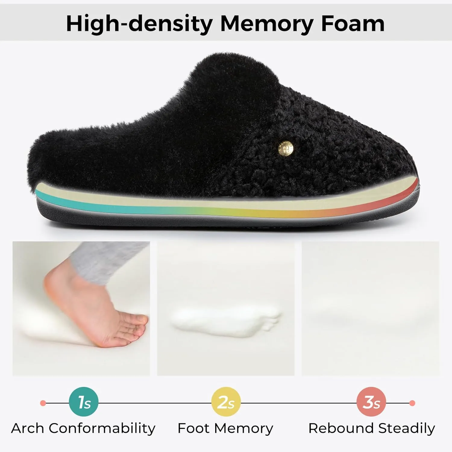 HomeTop Women's Comfy Clog Slippers Soft Warm Non-slip Indoor House Shoes with Fuzzy Collar