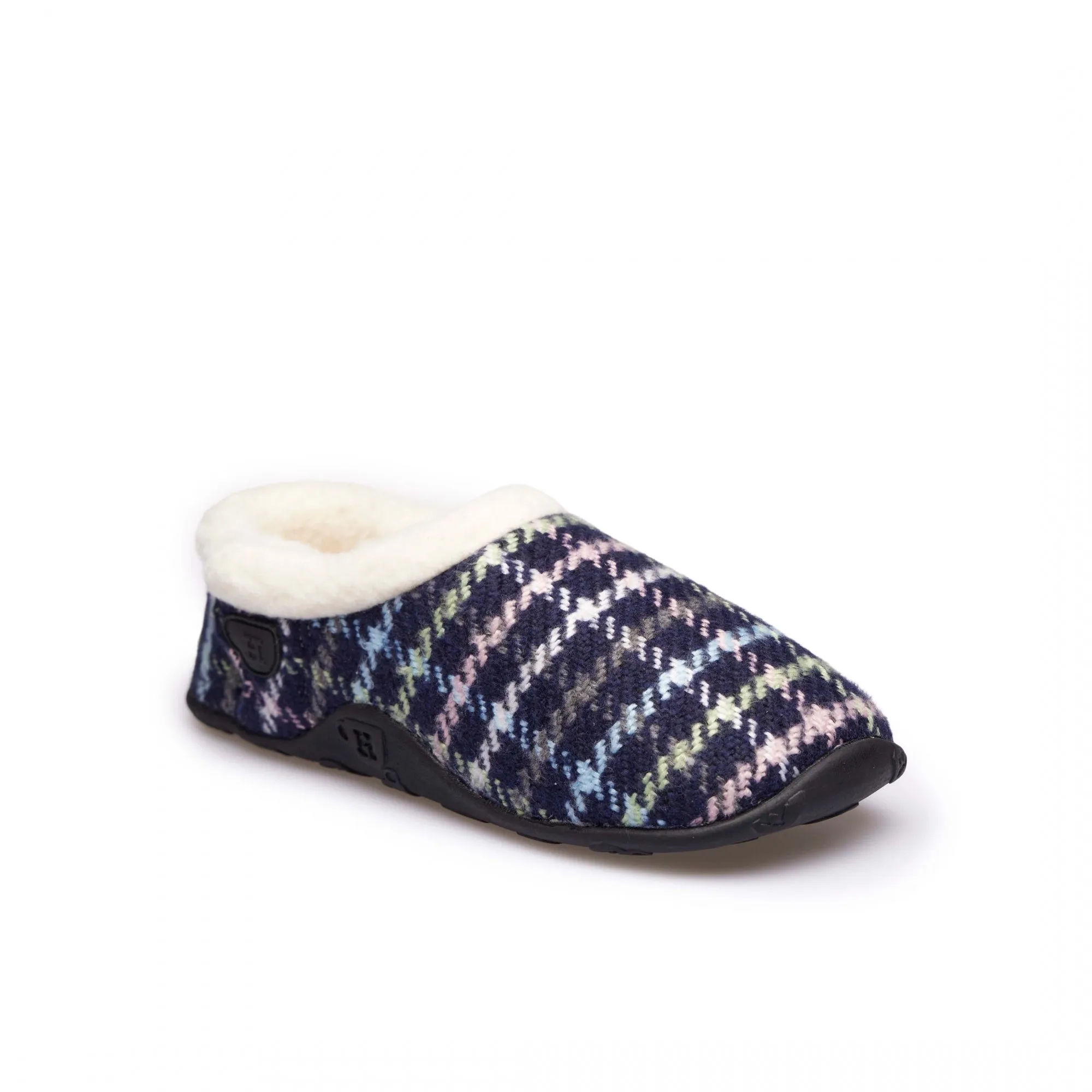 Homeys BETTY Womens Full Slippers Navy Multi Check