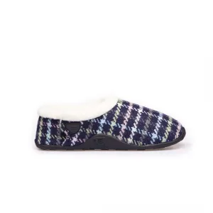 Homeys BETTY Womens Full Slippers Navy Multi Check