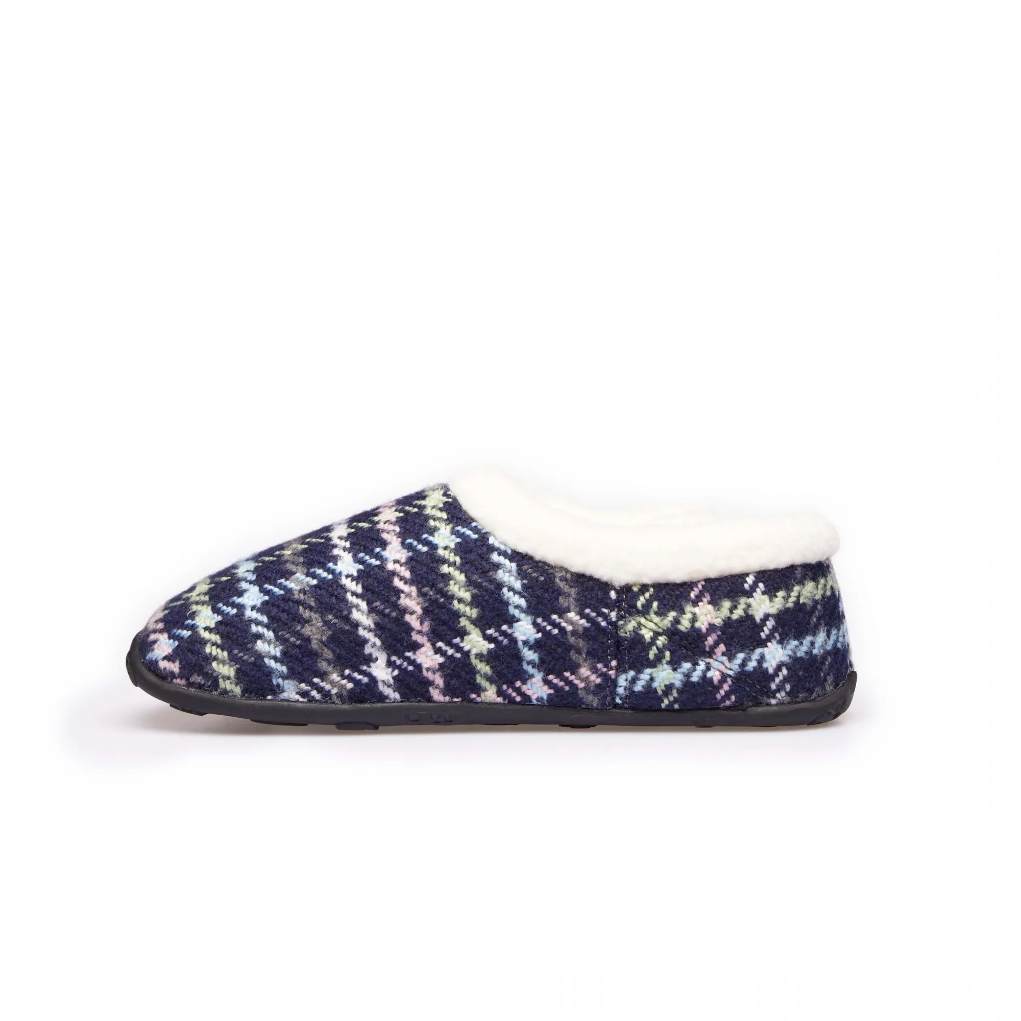 Homeys BETTY Womens Full Slippers Navy Multi Check