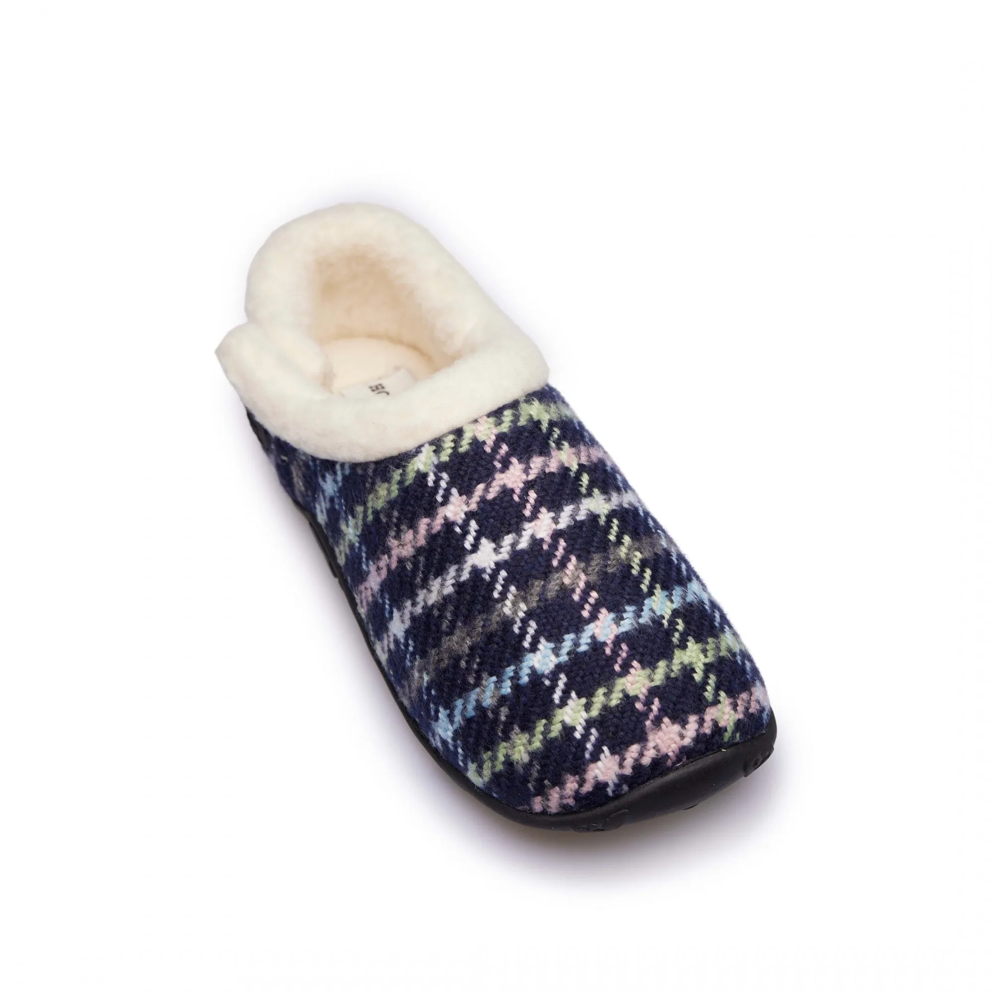 Homeys BETTY Womens Full Slippers Navy Multi Check