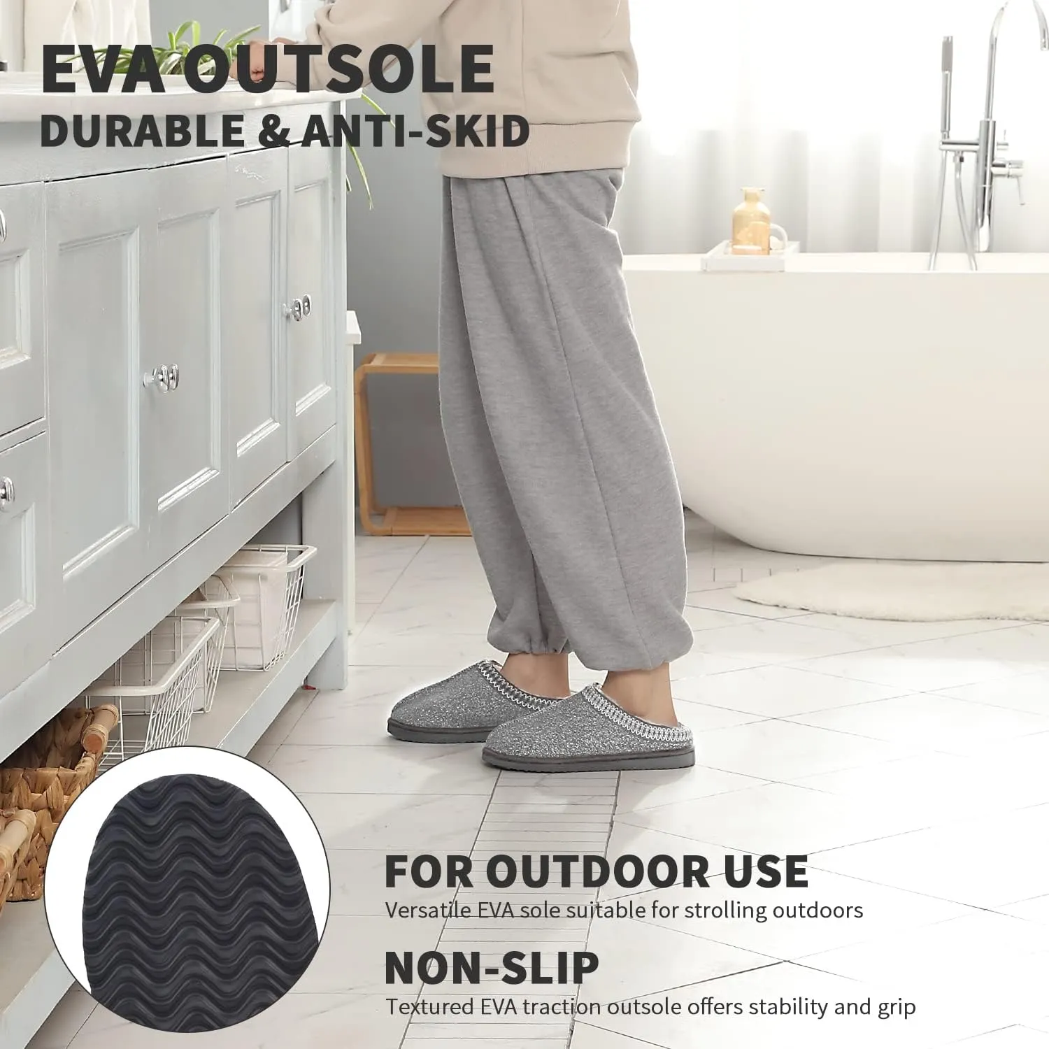 Homitem House Bedroom Slippers for Women Platform Shoes Indoor and Outdoor with Fuzzy Lining Hard Sole Memory Foam Slip on