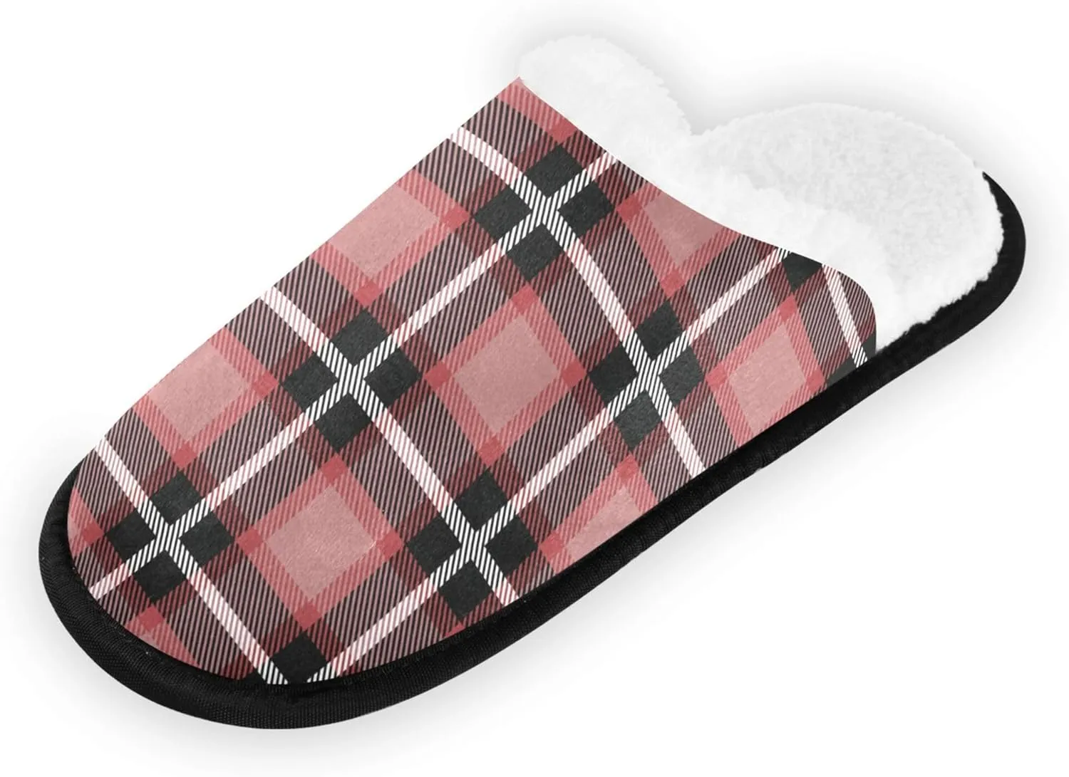 House Shoes for Women Fuzzy Fleece Anti-Slip Rubber Sole Comfy Slippers Bedroom Home Office Travel Yoga M