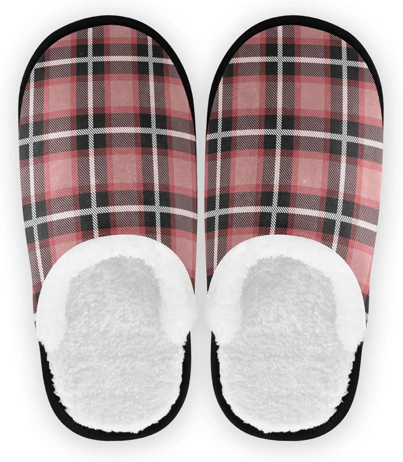 House Shoes for Women Fuzzy Fleece Anti-Slip Rubber Sole Comfy Slippers Bedroom Home Office Travel Yoga M