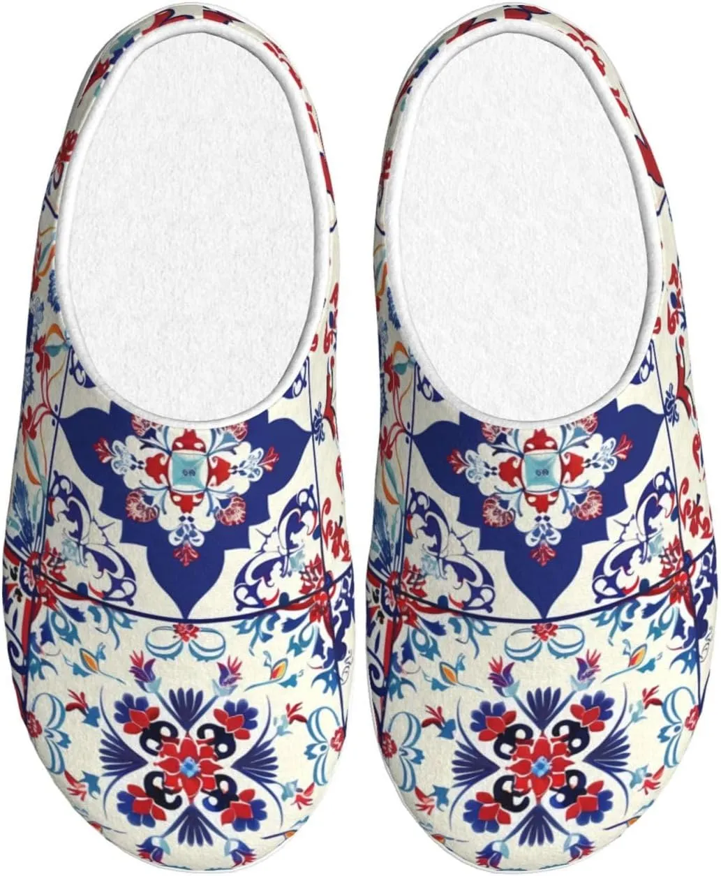 House Slippers for Woman Men Ethnic Mexican Moroccan Tile Pattern Comfy Flannel Women's Slippers Non Slip Home Slippers Shoes