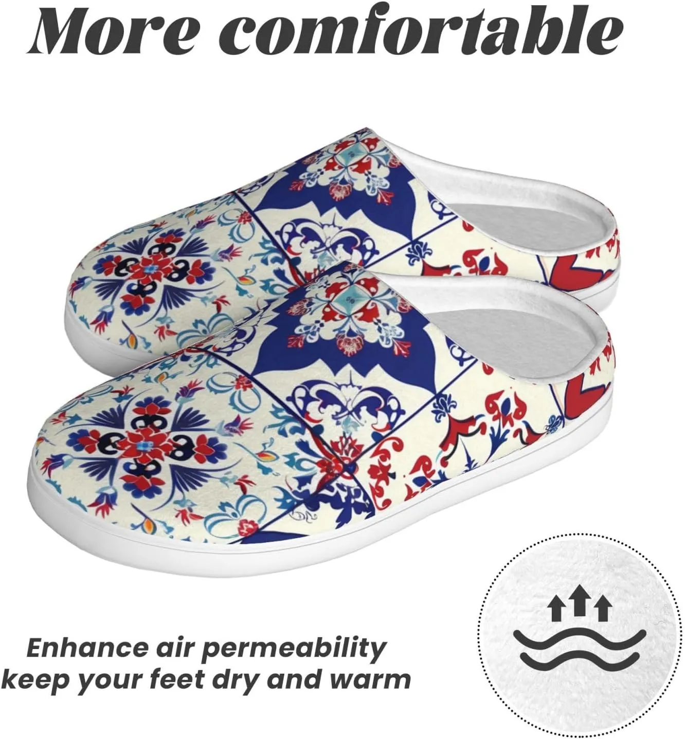 House Slippers for Woman Men Ethnic Mexican Moroccan Tile Pattern Comfy Flannel Women's Slippers Non Slip Home Slippers Shoes
