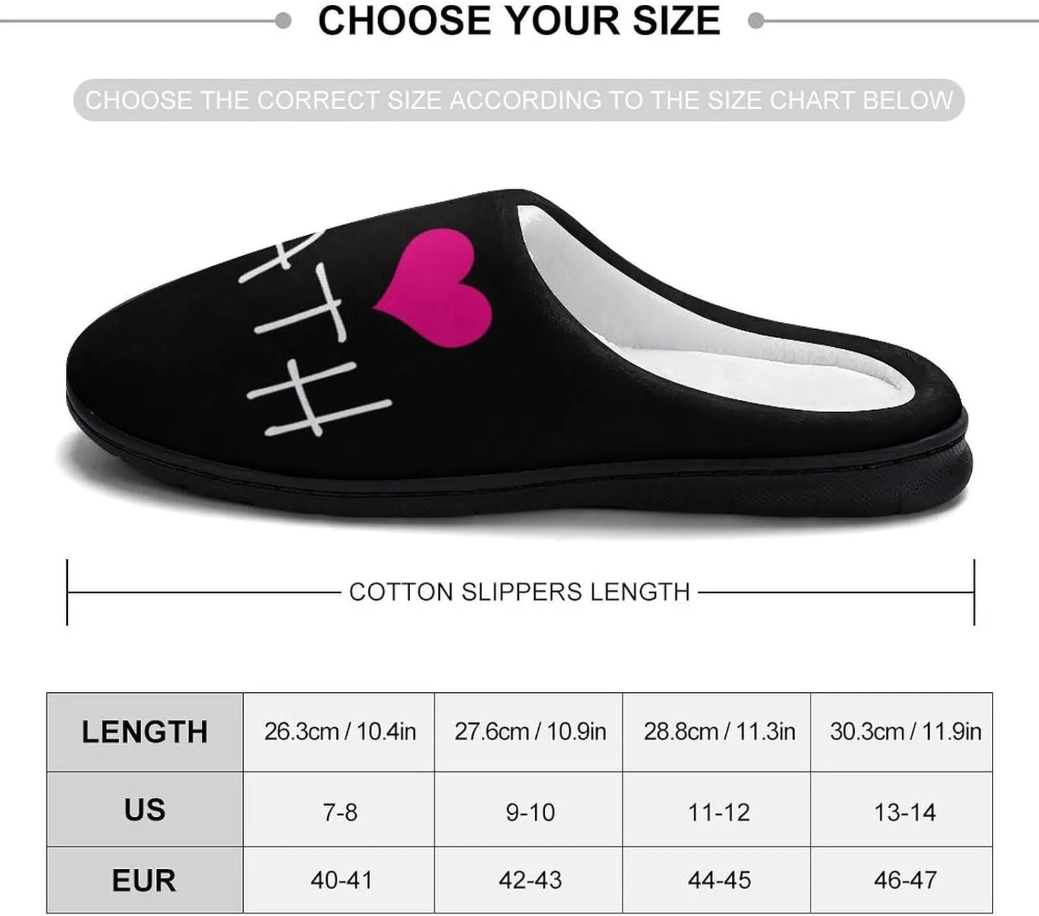I Love Math Comfort Mens Cotton Slippers Winter Warm Slip-on House Shoes For Home Office Hotel