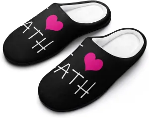 I Love Math Comfort Mens Cotton Slippers Winter Warm Slip-on House Shoes For Home Office Hotel