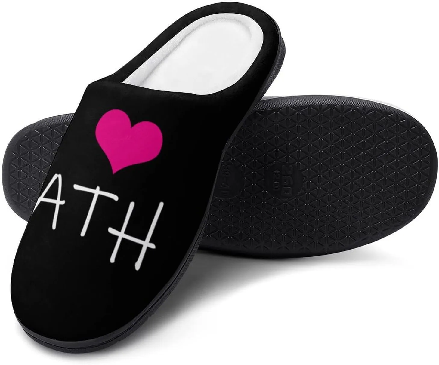 I Love Math Comfort Mens Cotton Slippers Winter Warm Slip-on House Shoes For Home Office Hotel