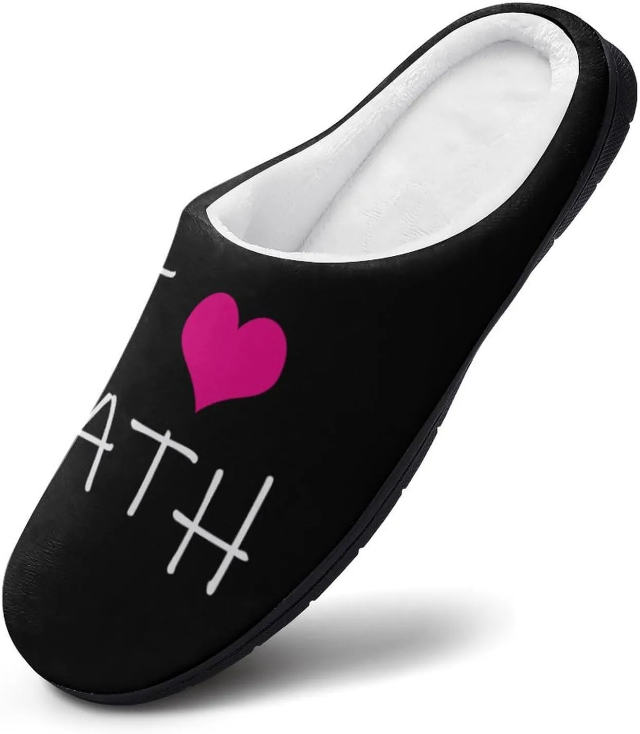 I Love Math Comfort Mens Cotton Slippers Winter Warm Slip-on House Shoes For Home Office Hotel