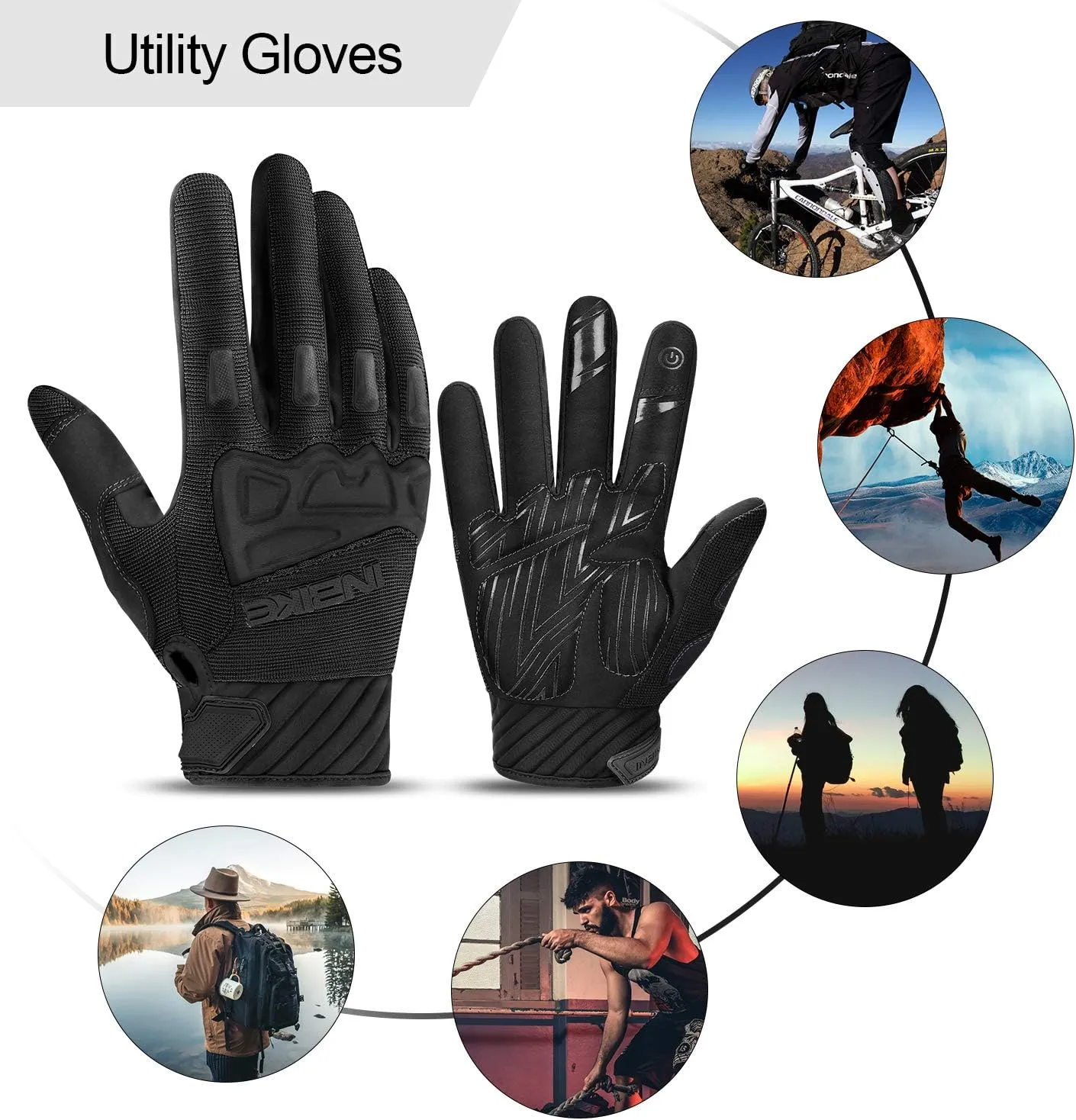 INBIKE Mountain Bike Gloves for Men Knuckle Guard Padded Men's Cycling Gloves Breathable for MTB Motocross Racing Dirtbike