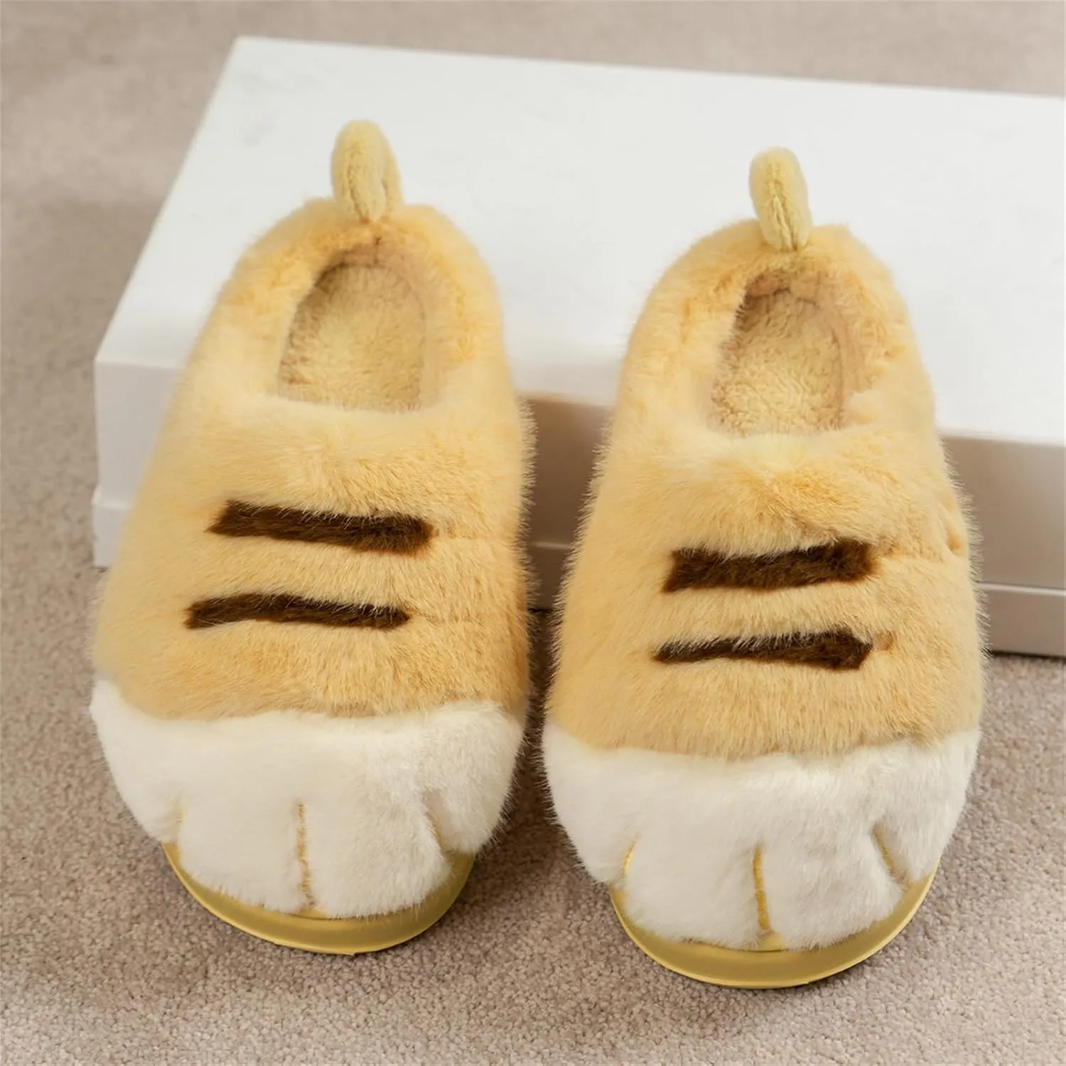 Indoor Outdoor Slippers Women Cute Funny 3D Cat Paw Cartoon Slipper Warm Fluffy Furry Winter Bedroom House Shoes