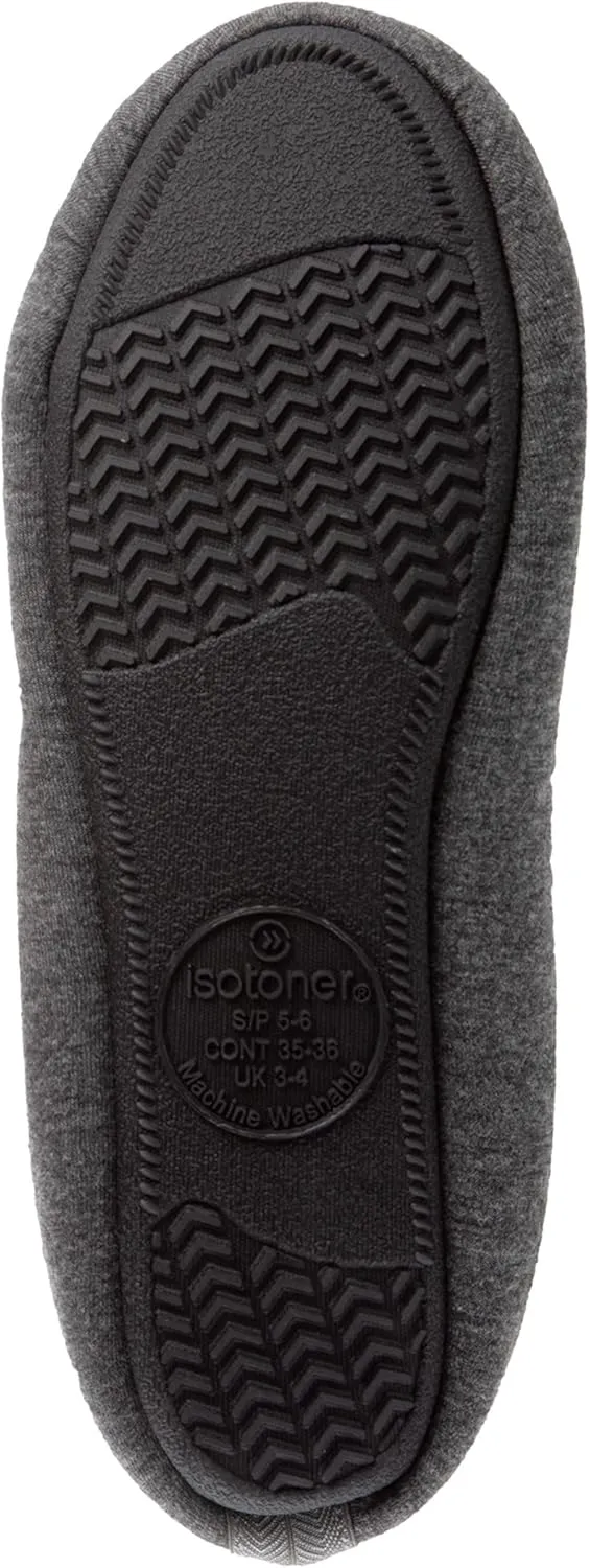 isotoner Women's Stretch Velour Victoria Ballerina House Slipper with all Around Memory Foam Comfort