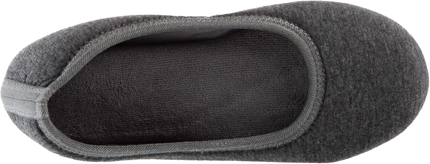isotoner Women's Stretch Velour Victoria Ballerina House Slipper with all Around Memory Foam Comfort