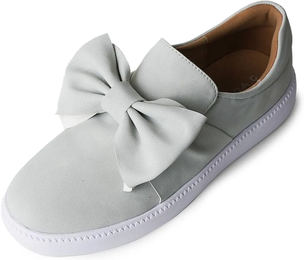 J. Adams Wally Platform Sneakers for Women - Comfortable Slip On Shoes with Bow