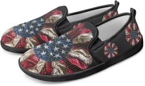 Jeiento American Flag Shoes Women's Slip-On Loafers Mesh Breathable Non Slip Lady Road Running Shoes Workout Sneakers