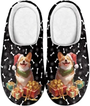 Jeiento Christmas Slippers for Women Comfy Non Slip Closed Toe Slipper for Men Winter Indoor Anti-Skid Warm House Slippers