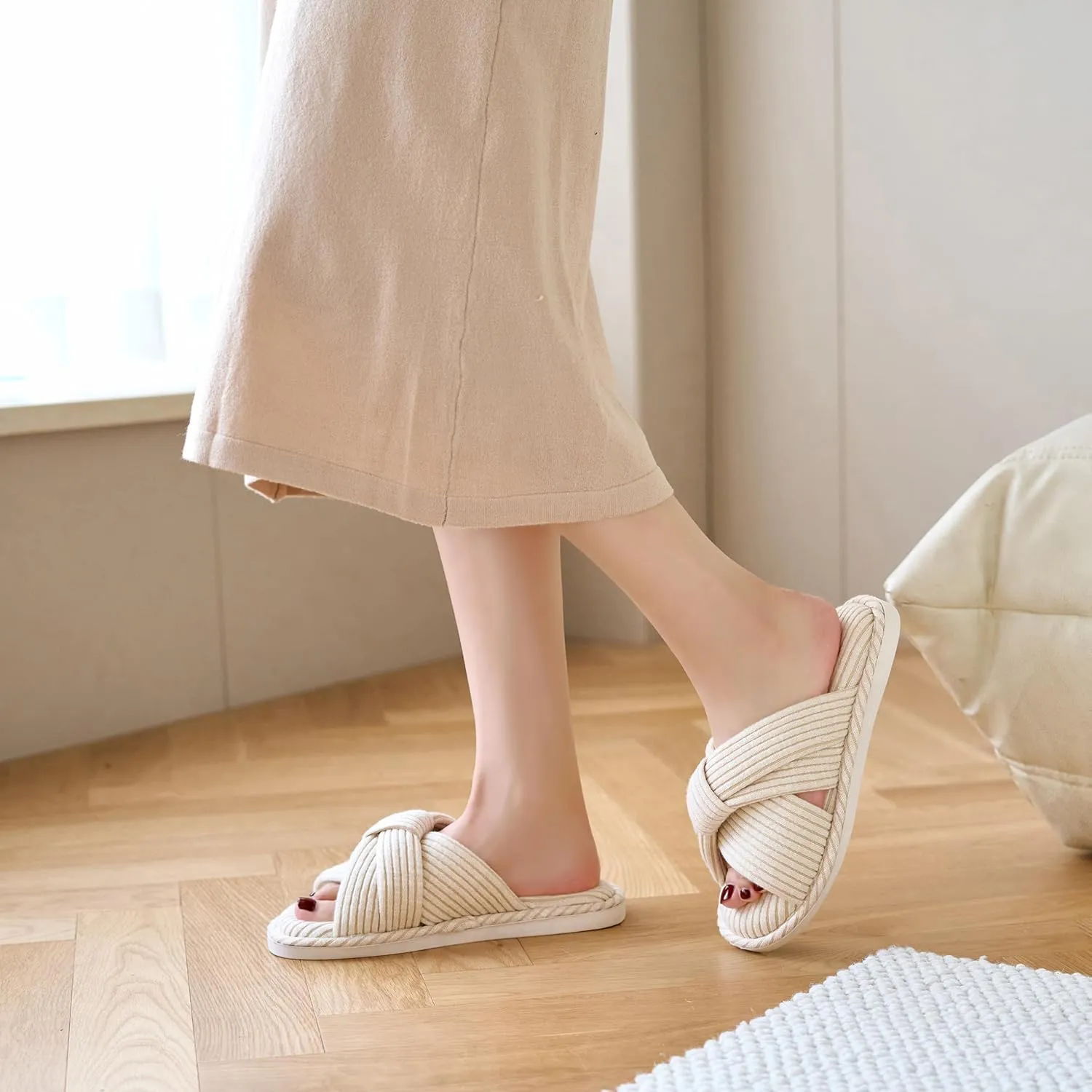 Jerzmy Cross Slippers for Women, Comfy Memory Foam House Bedroom Slippers Trendy Woman Gifts Home Shoes for Room Indoor Kitchen