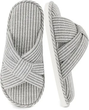 Jerzmy Cross Slippers for Women, Comfy Memory Foam House Bedroom Slippers Trendy Woman Gifts Home Shoes for Room Indoor Kitchen