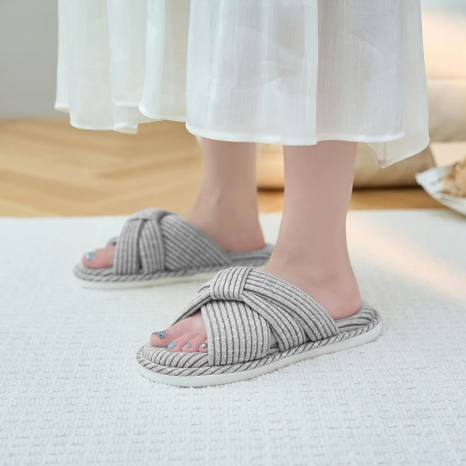 Jerzmy Cross Slippers for Women, Comfy Memory Foam House Bedroom Slippers Trendy Woman Gifts Home Shoes for Room Indoor Kitchen