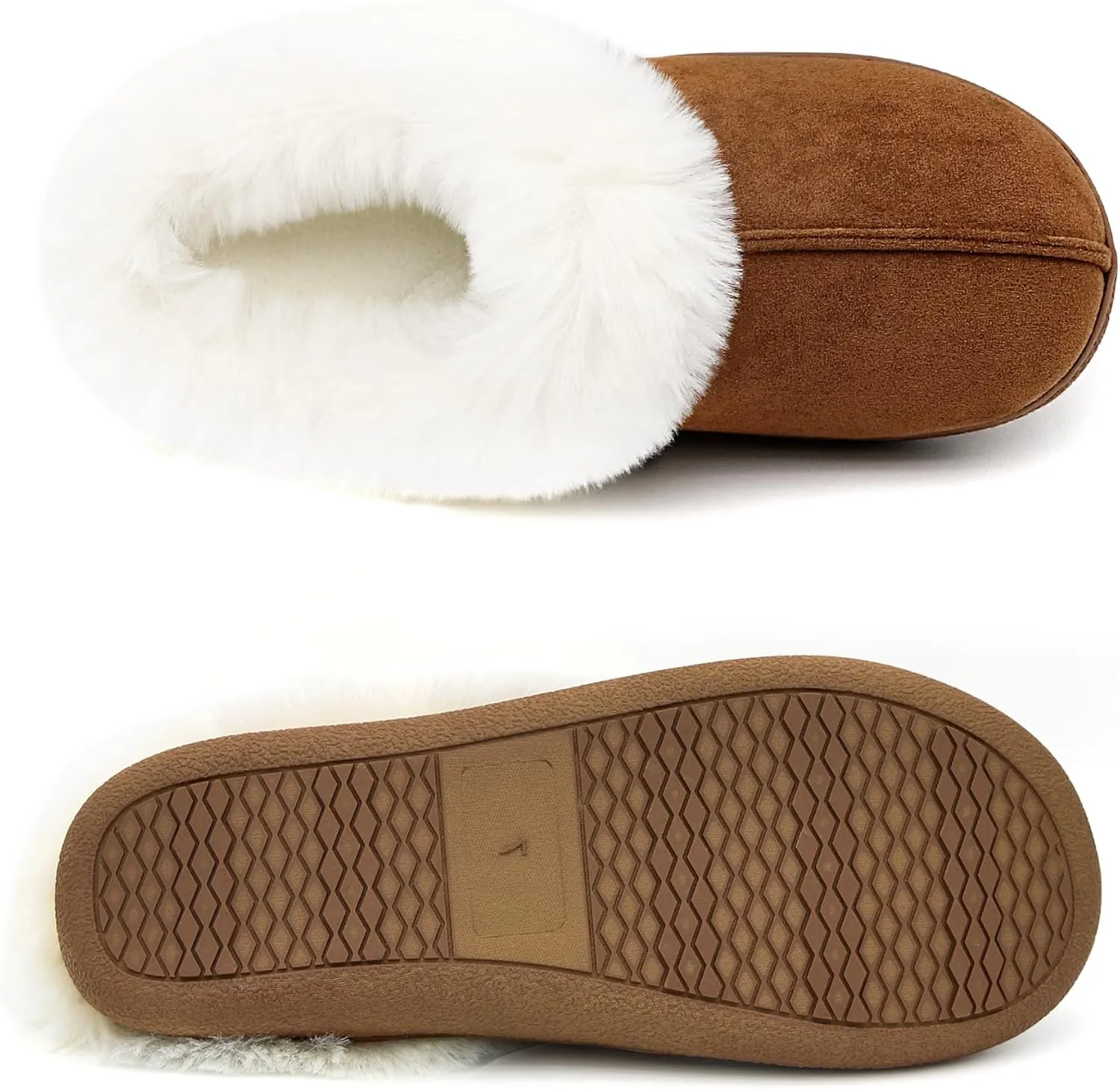 Jerzmy Fuzzy Slippers for Women, Memory Foam Cushion Womens House Slippers Suede Fluffy Faux Fur Lining Comfy Home Shoes for Indoor Outdoor Bedroom Garden Winter