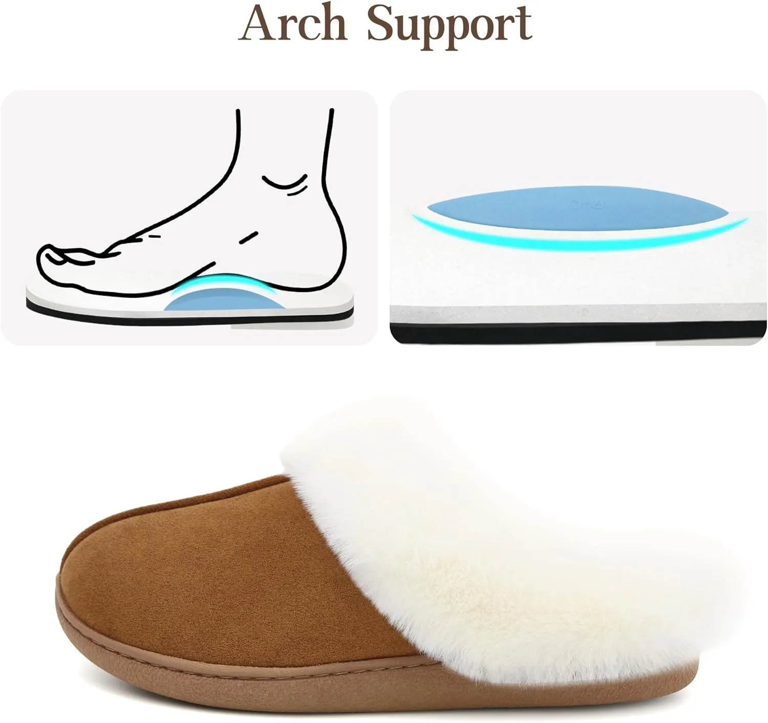 Jerzmy Fuzzy Slippers for Women, Memory Foam Cushion Womens House Slippers Suede Fluffy Faux Fur Lining Comfy Home Shoes for Indoor Outdoor Bedroom Garden Winter