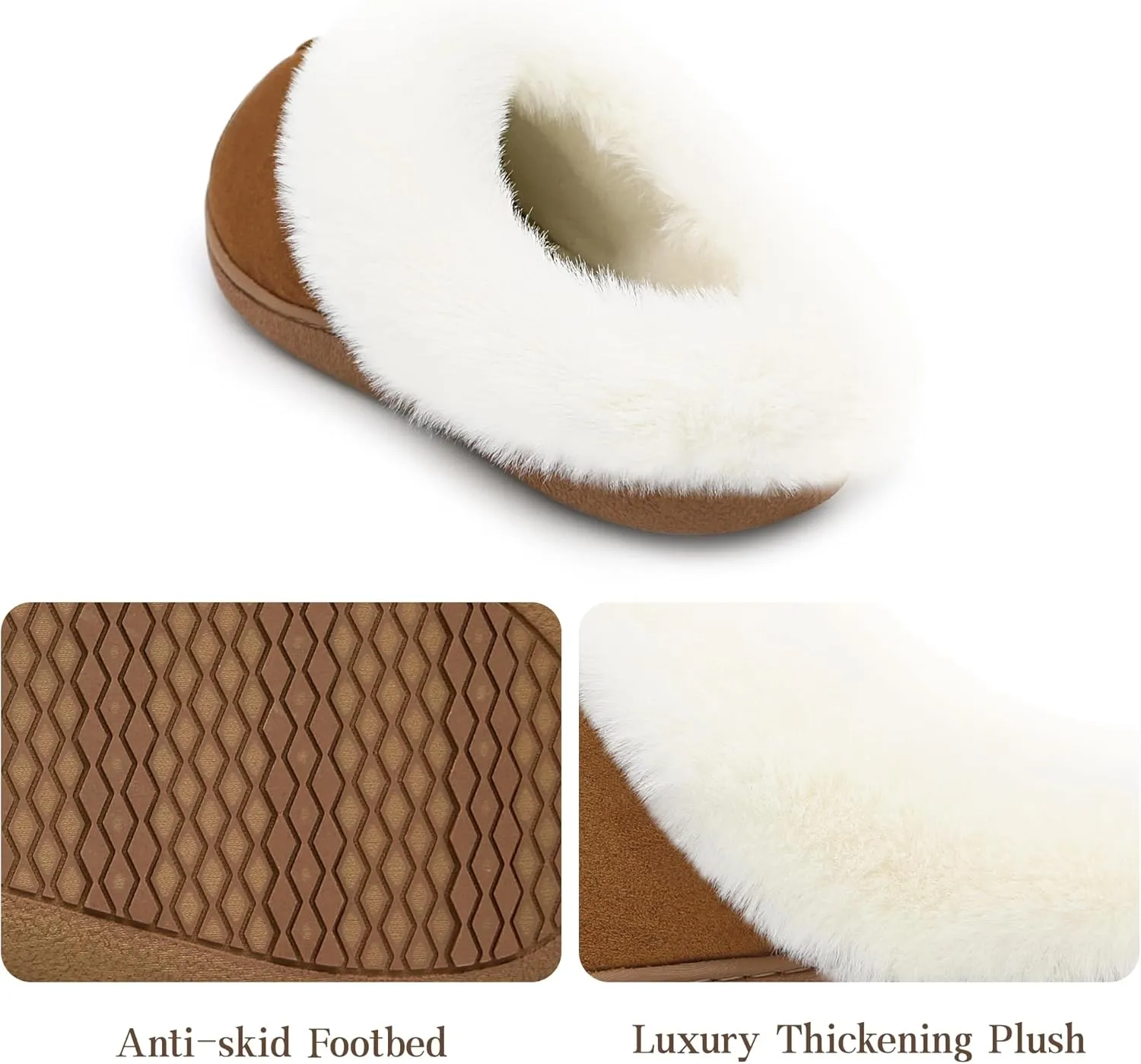Jerzmy Fuzzy Slippers for Women, Memory Foam Cushion Womens House Slippers Suede Fluffy Faux Fur Lining Comfy Home Shoes for Indoor Outdoor Bedroom Garden Winter