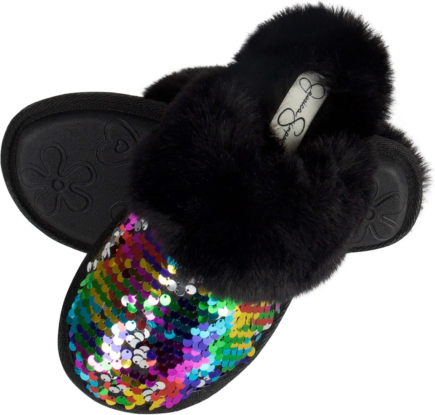 Jessica Simpson Girls Comfy Slippers - Cute Faux Fur Slip-on Shoes Memory Foam House Slipper