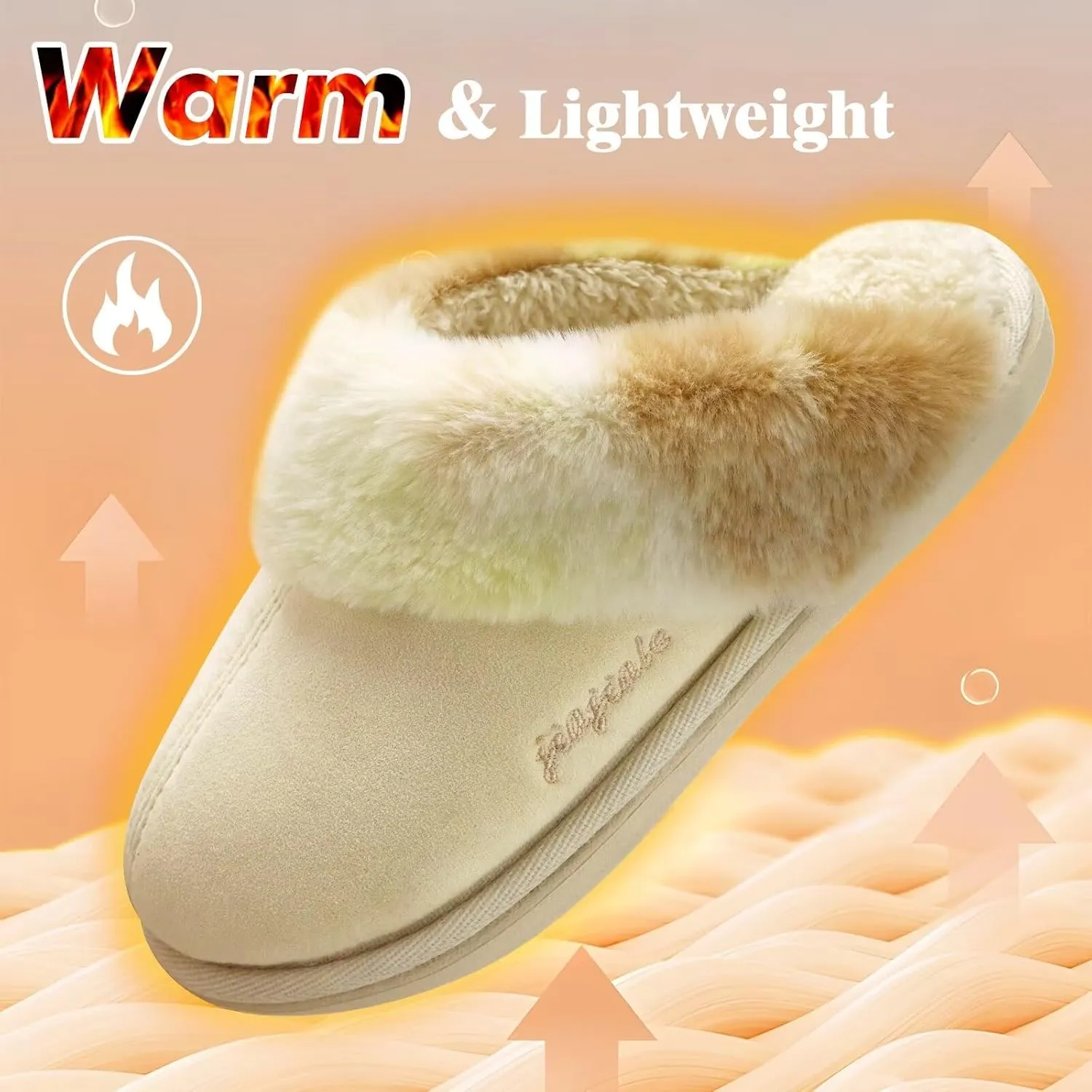jiajiale Women's Memory Foam Slippers Ladies Slip On Arch Support Suede Scuff Slipper Cozy Fuzzy Faux Fur Winter House Shoes Indoor Outdoor