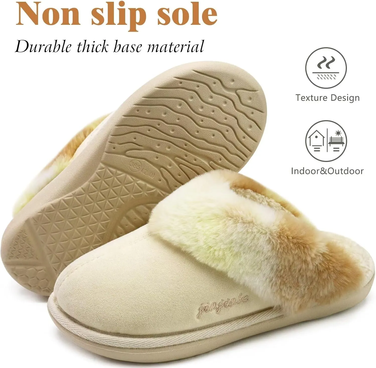 jiajiale Women's Memory Foam Slippers Ladies Slip On Arch Support Suede Scuff Slipper Cozy Fuzzy Faux Fur Winter House Shoes Indoor Outdoor