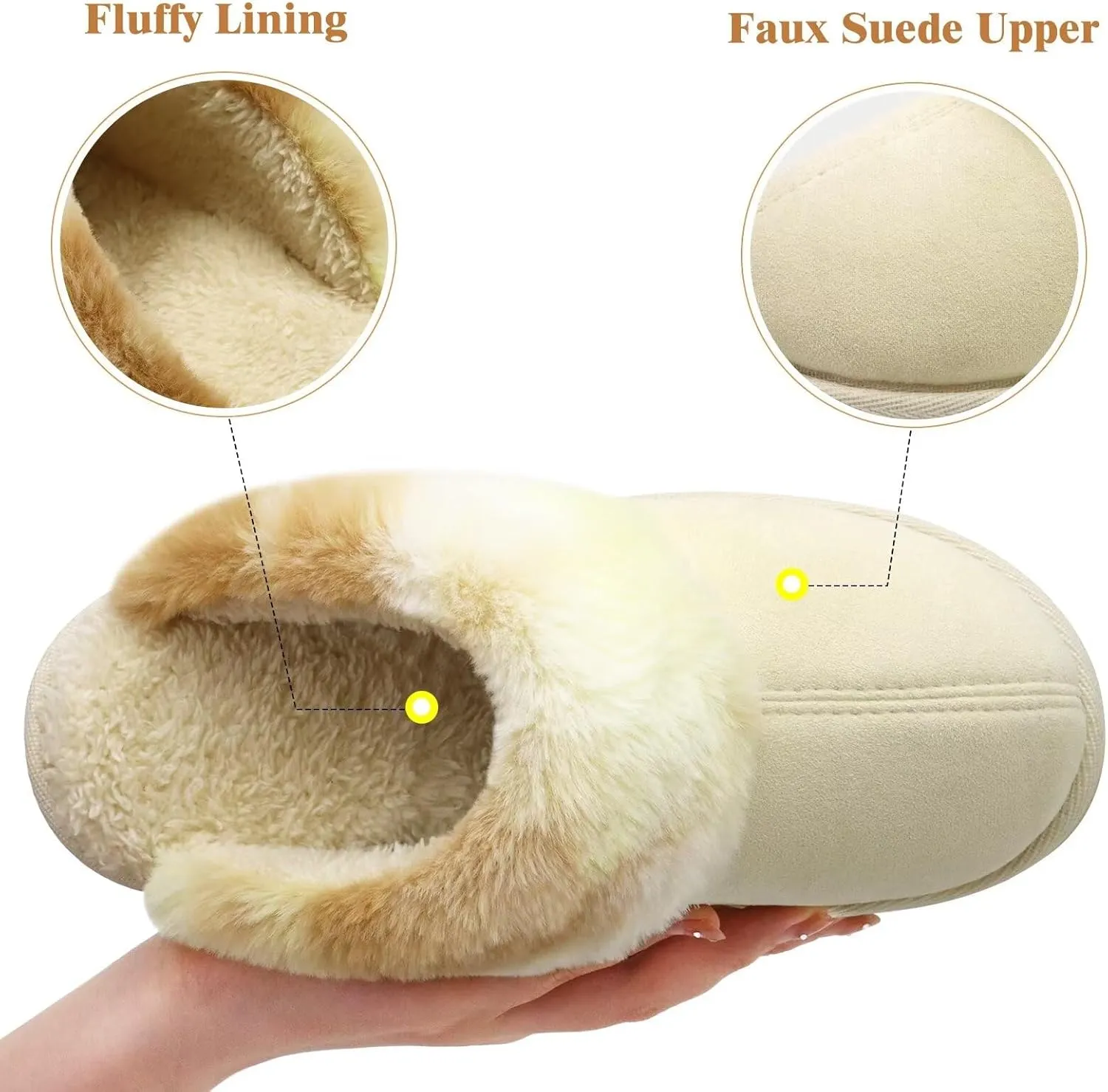 jiajiale Women's Memory Foam Slippers Ladies Slip On Arch Support Suede Scuff Slipper Cozy Fuzzy Faux Fur Winter House Shoes Indoor Outdoor