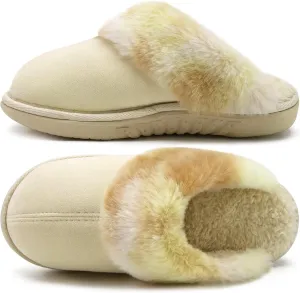 jiajiale Women's Memory Foam Slippers Ladies Slip On Arch Support Suede Scuff Slipper Cozy Fuzzy Faux Fur Winter House Shoes Indoor Outdoor