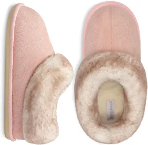 JOINFREE Women's Slippers Fuzzy House Shoes with Memory Foam Slip-on Comfy Bedroom Slippers Indoor Outdoor Shoes with Warm Faux Fur Collar