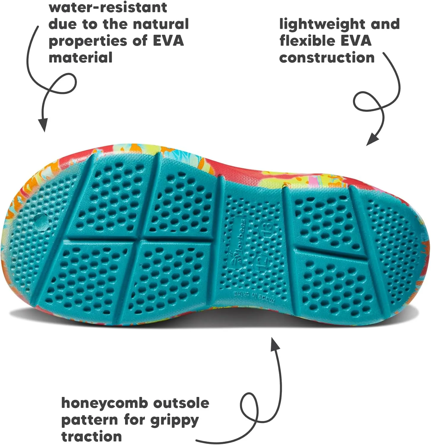 Joybees Kids Active Clog - Clogs for Kids, Rubber Shoe for Girls and Boys, Slip On Foam Sandals, Water Shoes with Strap for Toddlers and Children Size C4-J5
