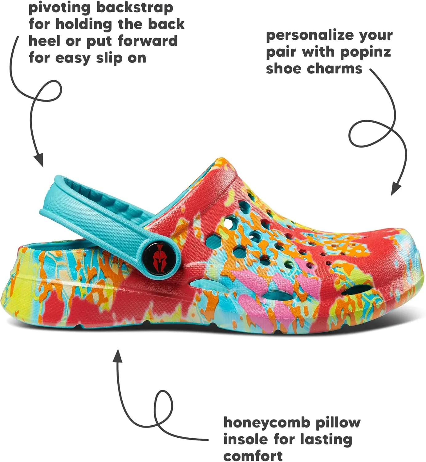 Joybees Kids Active Clog - Clogs for Kids, Rubber Shoe for Girls and Boys, Slip On Foam Sandals, Water Shoes with Strap for Toddlers and Children Size C4-J5