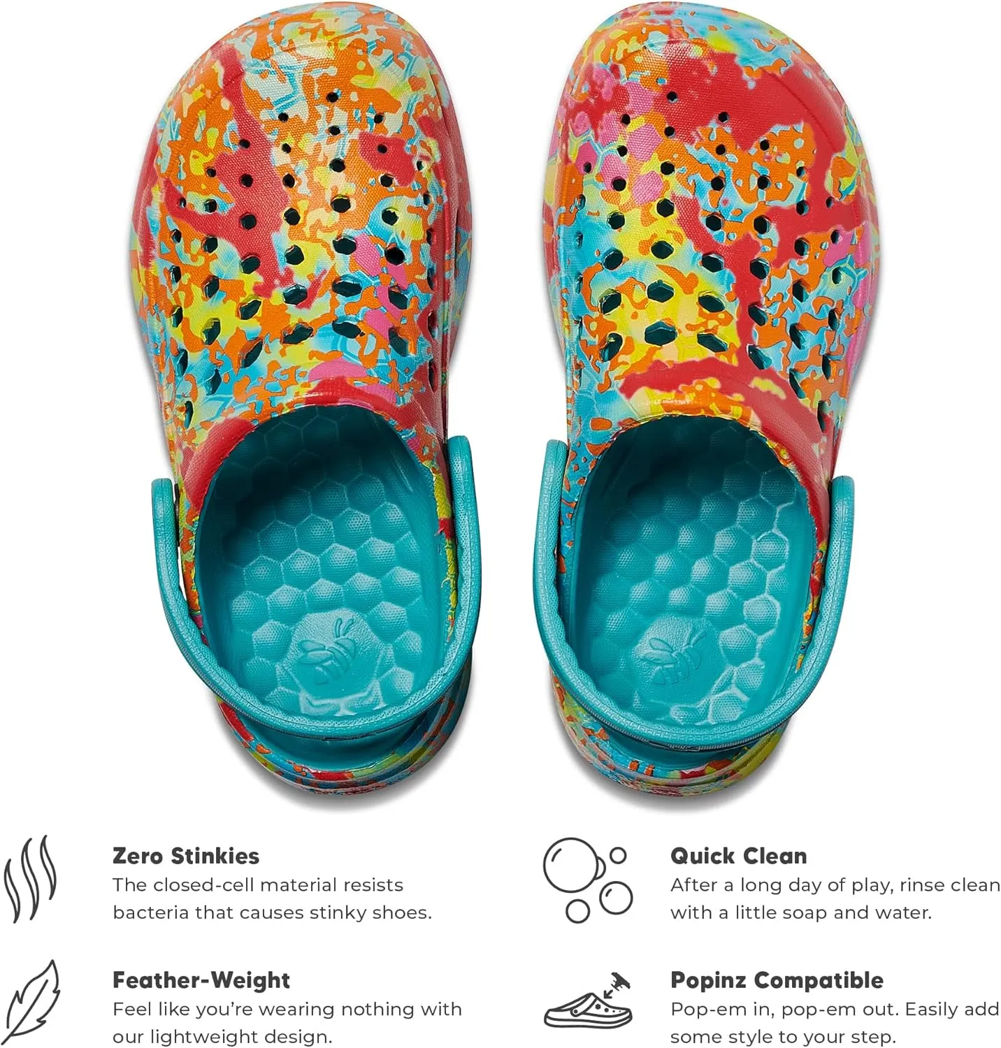 Joybees Kids Active Clog - Clogs for Kids, Rubber Shoe for Girls and Boys, Slip On Foam Sandals, Water Shoes with Strap for Toddlers and Children Size C4-J5