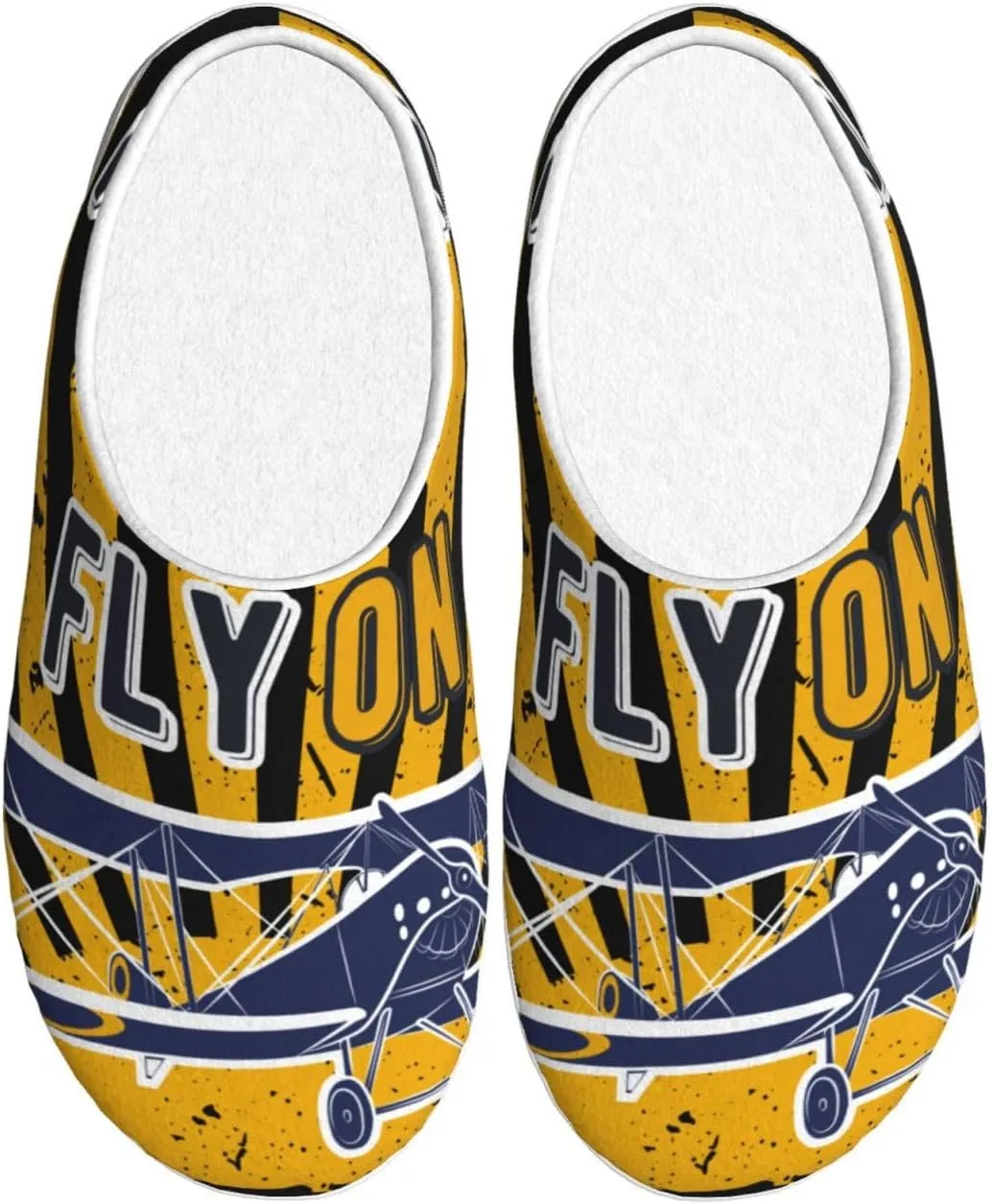 Keep Calm and Fly On Men's Women's Memory Foam Slippers Comfort Flannel Closed Toe House Shoes Indoor Scuff