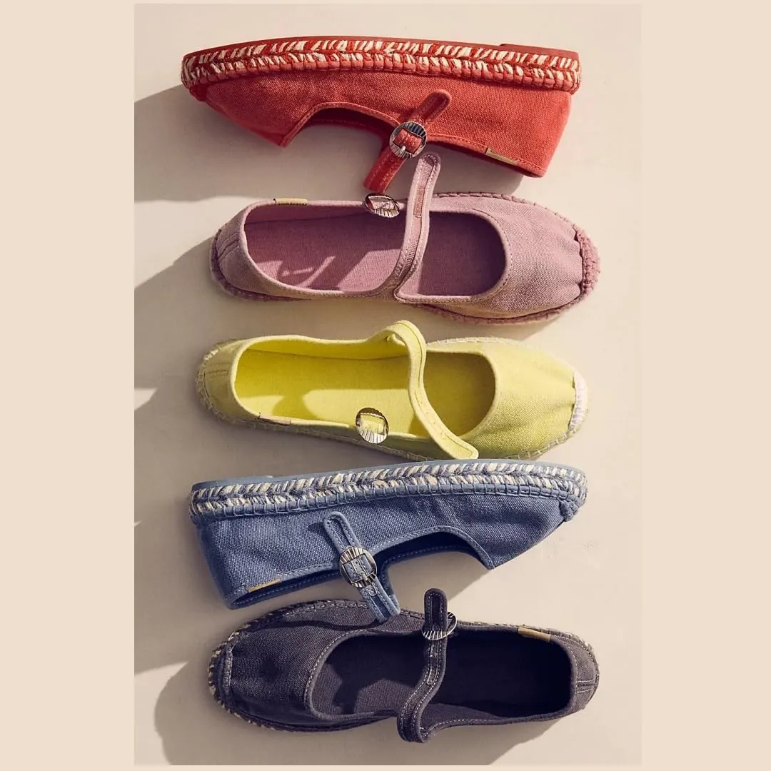 keleimusi Mary Jane Espadrilles for Women Woven Ballet Flats Washed Platform Espadrilles Outsole Shoes Canvas Summer Flats
