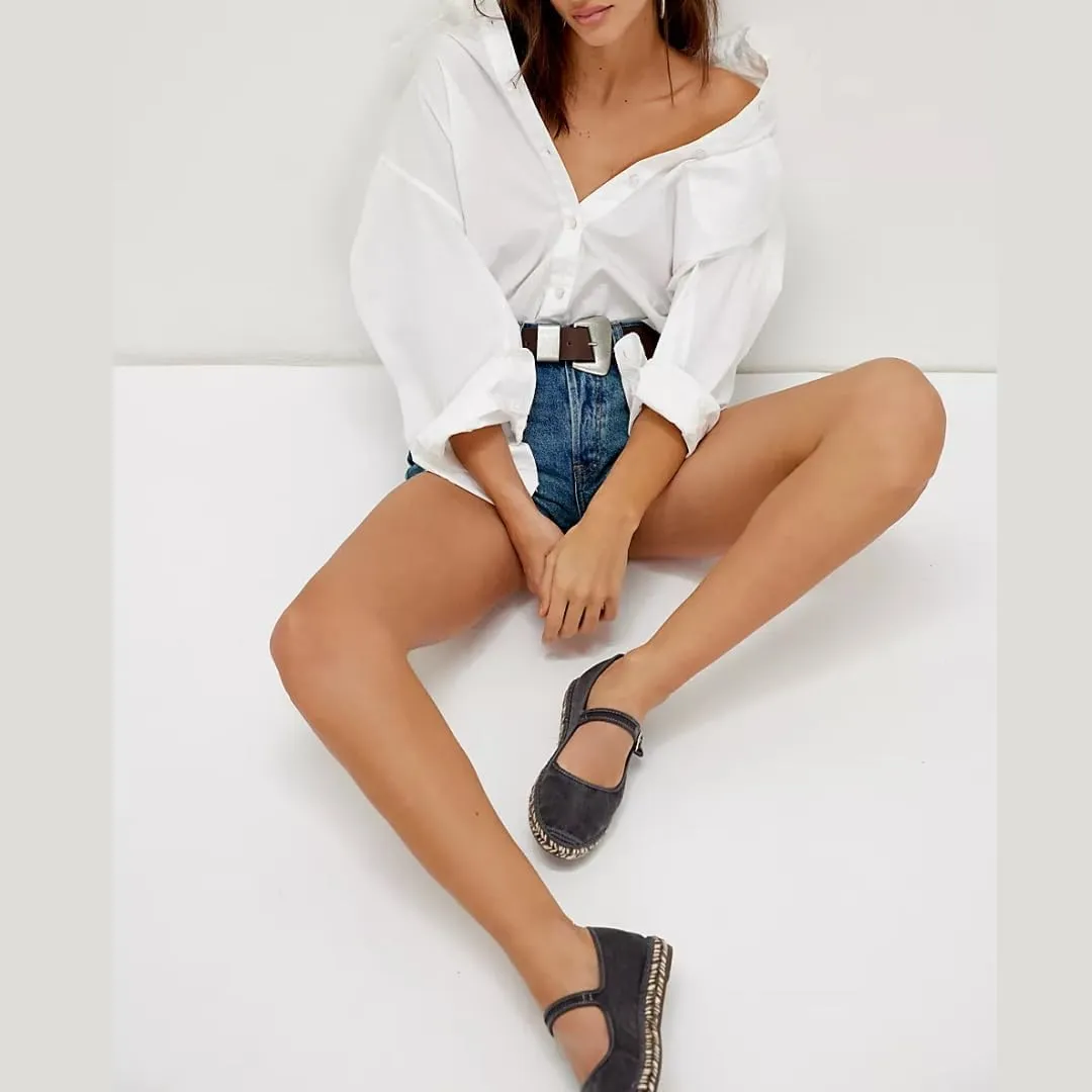 keleimusi Mary Jane Espadrilles for Women Woven Ballet Flats Washed Platform Espadrilles Outsole Shoes Canvas Summer Flats