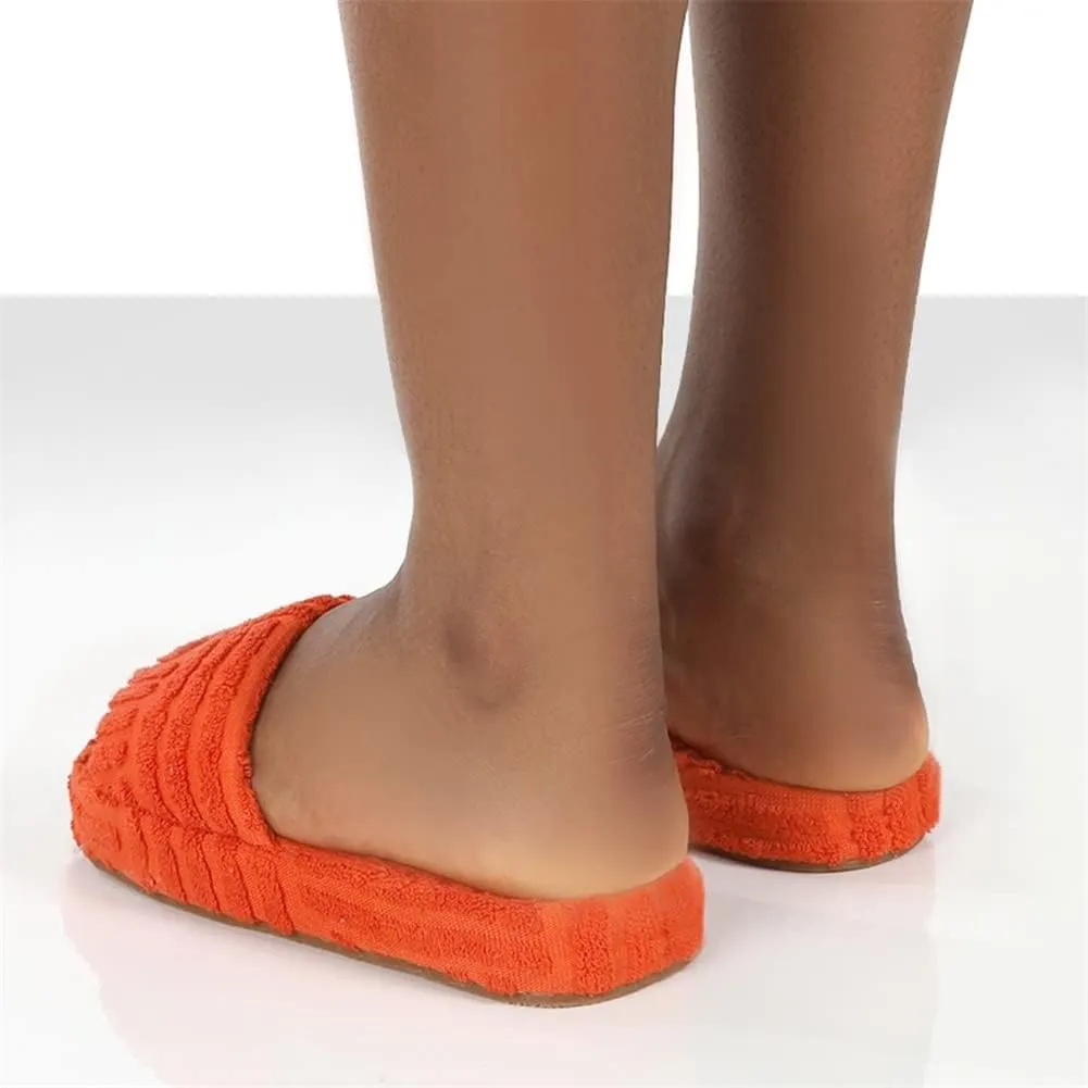 keleimusi Womens Towel Fabric Slipper Thick Sole Round Toe Strap Slide Sandals Shoes