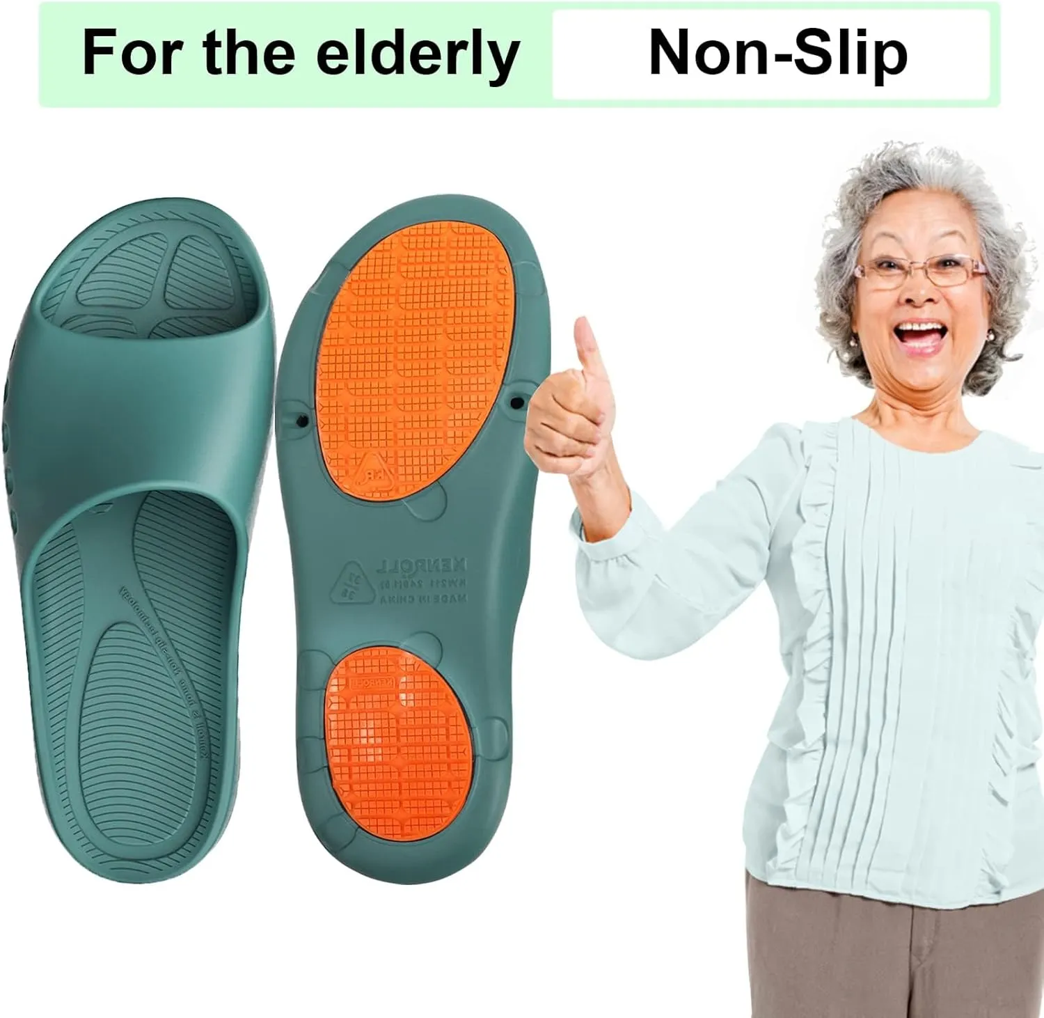 KENROLL Non Slip Shower Shoes for Maternity and Elderly People's, Comfy Womens Slides for Women and Men, Summer Bath Slippers
