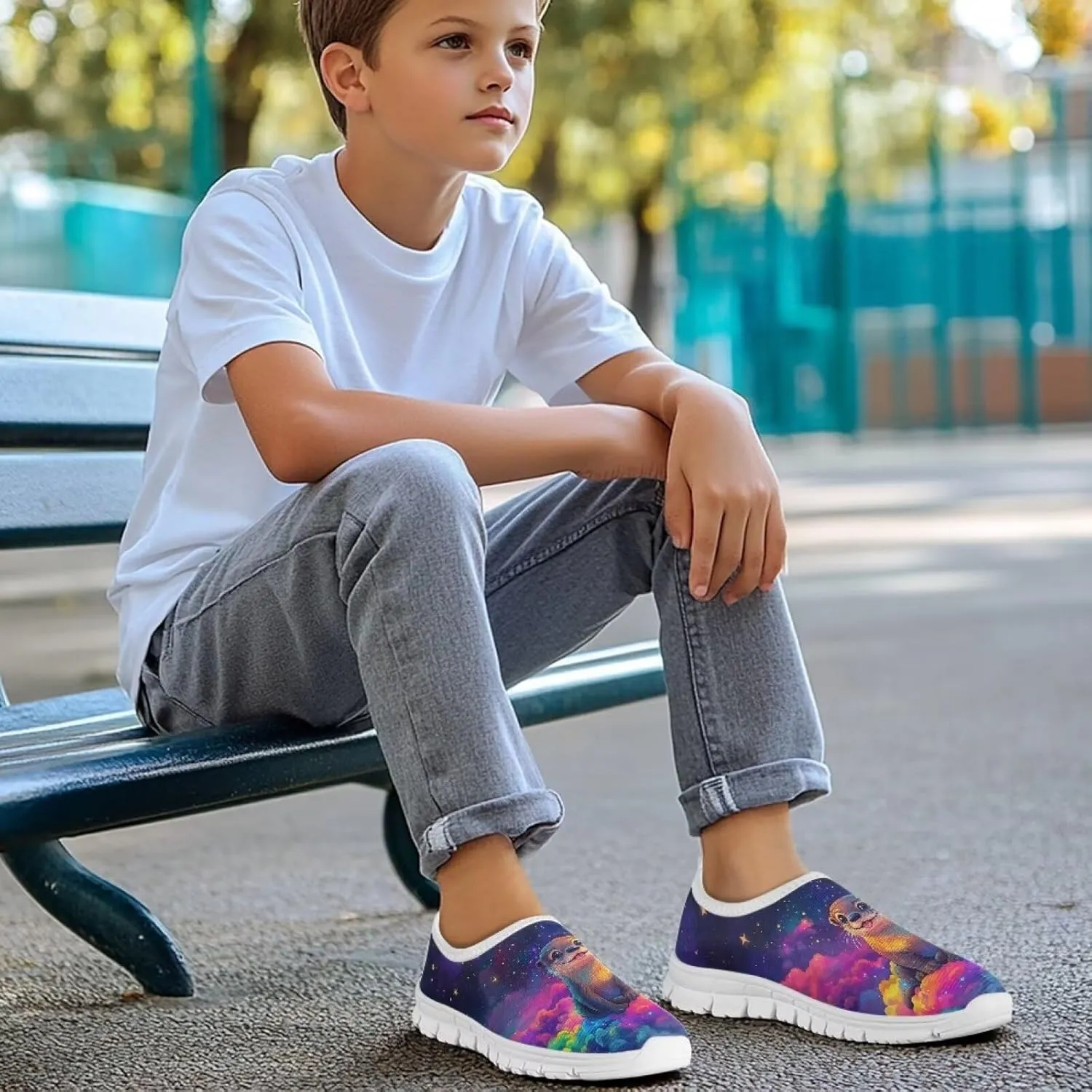 Kids Athletic Shoes Cute Girls Slip On Tennis Shoes Comfy Boys Casual Shoes