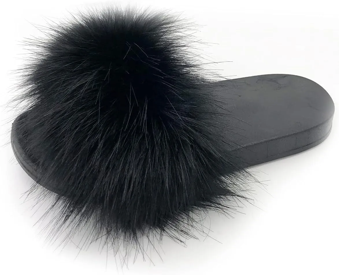 Kids Soft Artificial fur Sandals Slides Comfy Lightweight Furry Cute House Slippers for Girls