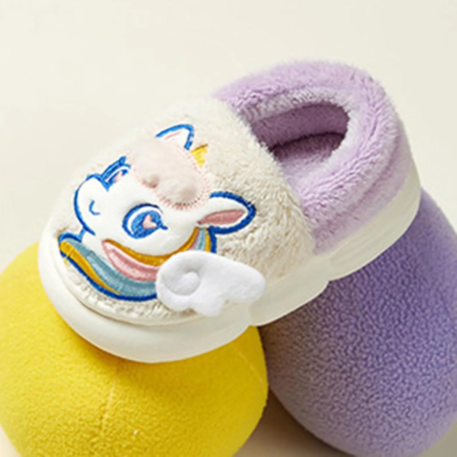 Kids Warm Slippers for House : Fur Lined Cartoon Animal Winter Indoor Slippers for Toddler Boys Girls Cute Fluffy Slip On Non-slip Shoes