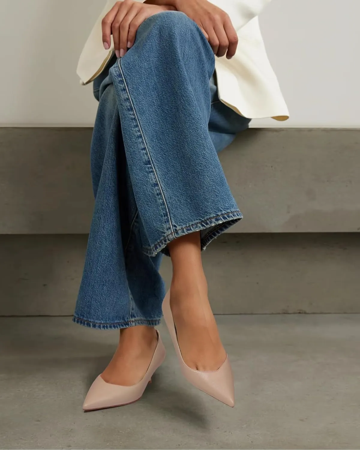 Kitten Heels for Women Pumps Pointed Closed Toe Heels 2 in Low Heel Comfy Formal Work Pumps