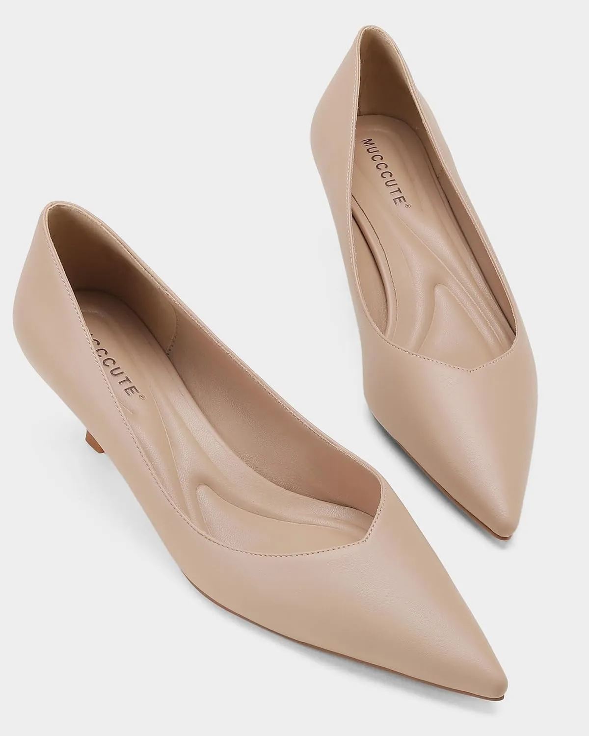 Kitten Heels for Women Pumps Pointed Closed Toe Heels 2 in Low Heel Comfy Formal Work Pumps