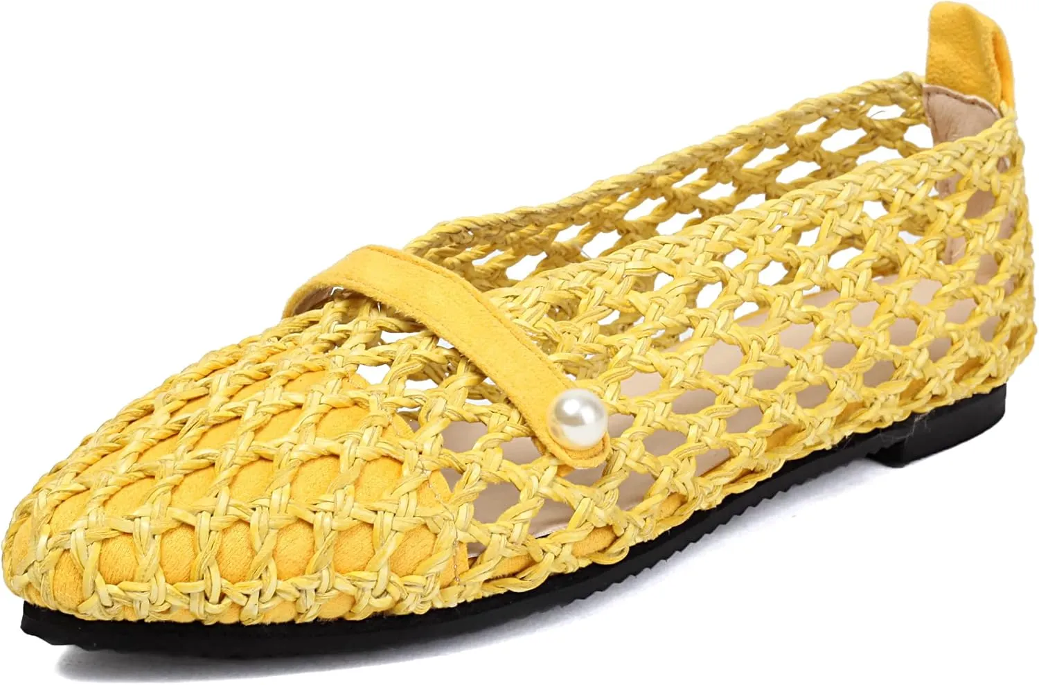 Kluolandi Woven Mesh Ballet Flats Shoes for Women Breathable Mesh Ballerina Flats Comfortable Slip On Shoes