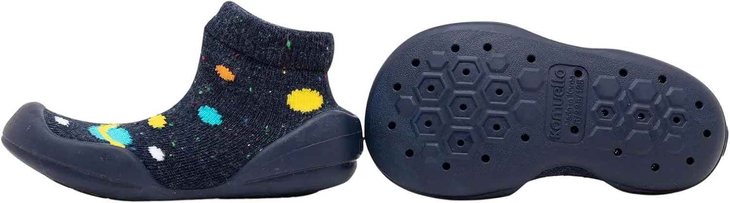 Komuello Toddler Boy Shoes, Premium Materials, Breathable, Washable, Non-Slip, Stay-On, Durable, Cotton Socks with Air Pocket Cushion for Indoor and Outdoor - BPA Free Toddler Shoes for Boys